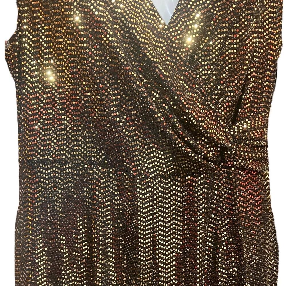 JM Studio by John Meyer Women's Black/ Gold Sequin Surplice Jumpsuit Lined SZ 12 - Picture 5 of 11